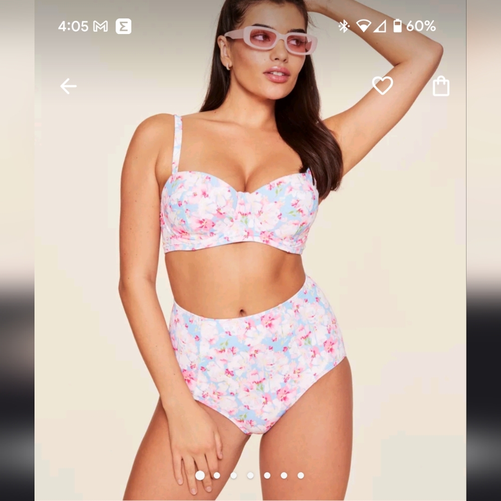 Adore Me Pink Floral Bikini Set (32DDD top, M Bottom)